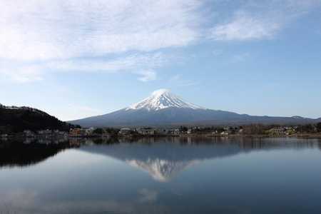 河口湖湖景的富士山