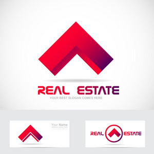 红色房地产房屋标识icon元素