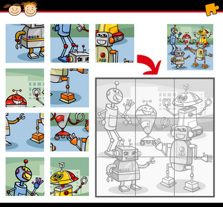 机器人拼图游戏