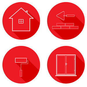 平面图标线住房建设。 矢量插图。