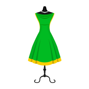 复古绿色连衣裙