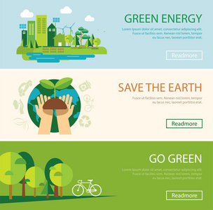 拯救世界和绿色能源概念网页横幅
