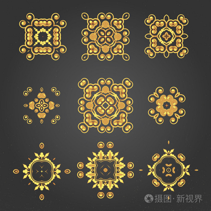 为卡片或邀请设置的黄金皇家图案