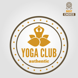 瑜伽俱乐部的老式标志徽章标志或标志型元素