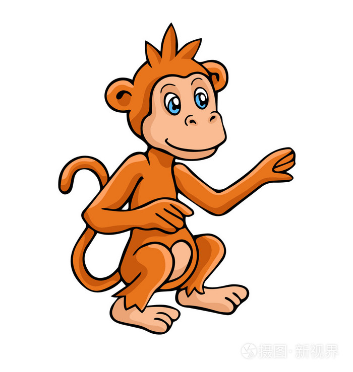 矢量插图在卡通风格孤立的白色。 猴子。