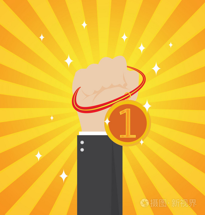 手握金牌插画-正版商用图片1jihda-摄图新视界