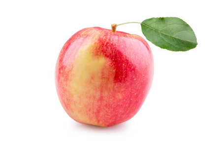 熟透的红苹果，与叶