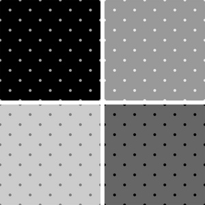 平铺黑色 白色和灰色向量模式或背景设置与小波尔卡圆点