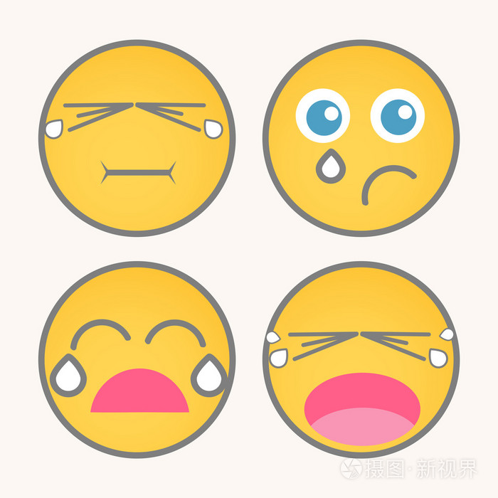 下载小样发票合同问题/举报哭泣哭笑悲伤时髦发型卡通微笑矢量脸笑脸