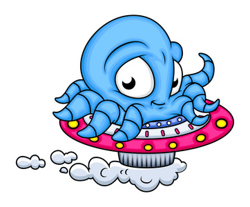 外星物种飞碟的卡通章鱼照片