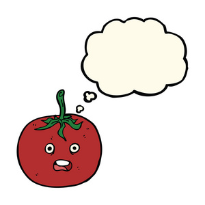 卡通番茄与思想泡泡