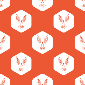 橙色六边形鸟类图案