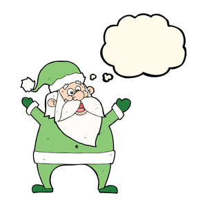 欢乐的圣诞老人卡通与思想泡泡图片
