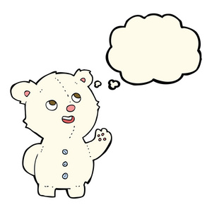 卡通可爱的北极熊幼崽与思想泡泡