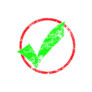 橡皮戳矢量图中的绿色复选标记接受按钮典雅的绿色钻石接受花卉图案