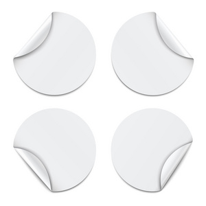 在白色背景上的白色圆纸贴纸设置.矢量图照片