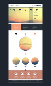 一页的网站模板与日落图像头设计