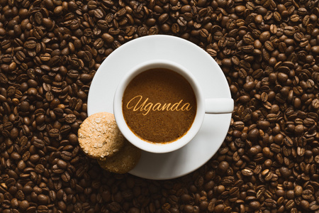 静物咖啡与文本乌干达
