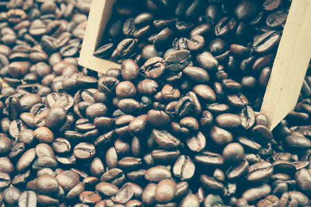 咖啡豆与滤波效果复古怀旧风格