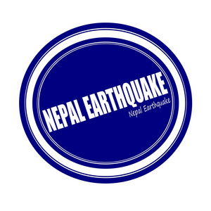 在蓝色的尼泊尔地震白色戳文本