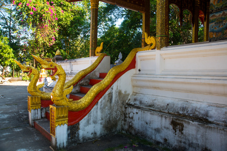 与黄金的佛教寺庙。銮 Prabang.Laos