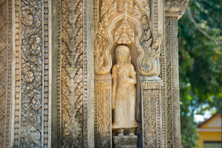 Siemreap,Cambodia.Temple.Vintage 装饰品上一块石头，片段