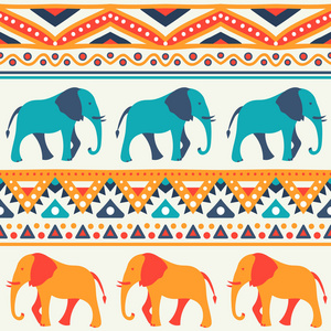 动物无缝矢量模式的大象