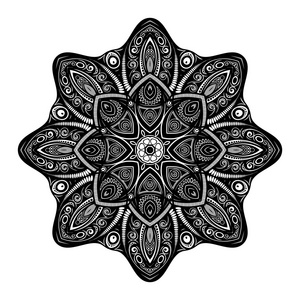 瑜漂亮的装饰黑色曼陀罗插画