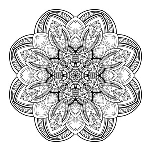 瑜漂亮的装饰黑色曼陀罗插画