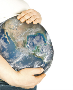 空间像地球一样像地球一样的怀孕妇女的肚子里照片