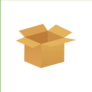 空的纸板盒子打开孤立在白色的背景-eps10 矢量图照片