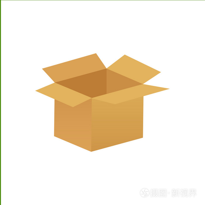 空的纸板盒子打开孤立在白色的背景-eps10 矢量图