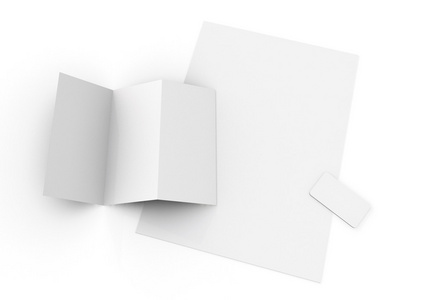 张空白的纸旅行折叠和名片图片