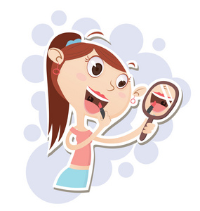 卡通唇彩卡通女孩化妆照片