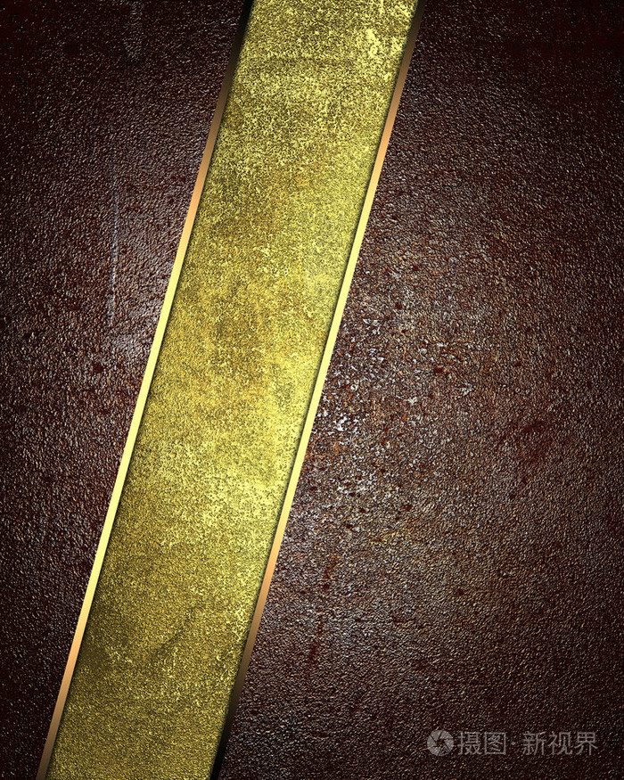 有金色金属线的波浪棕色背景. 设计元素.