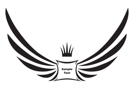 翅膀与皇冠的纹章设计照片