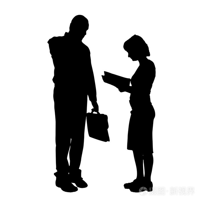 一对夫妇的黑色剪影