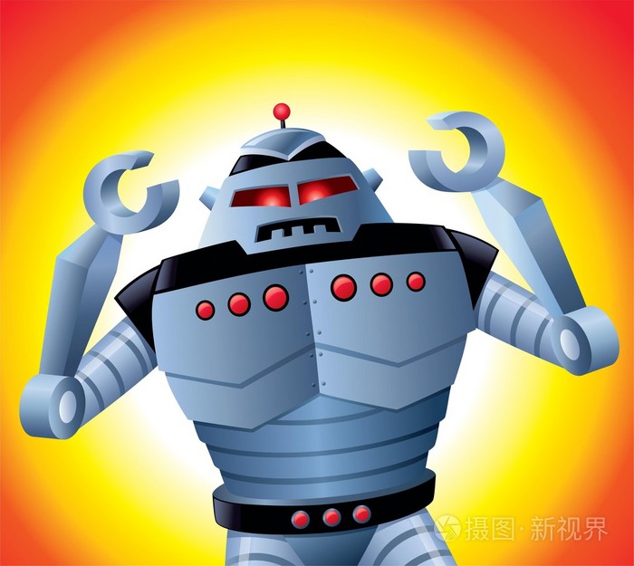 发狂的机器人,其双臂高举