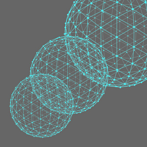 网格多边形背景。线条和点的范围。球线的连接点。分子格。多边形的结构网格
