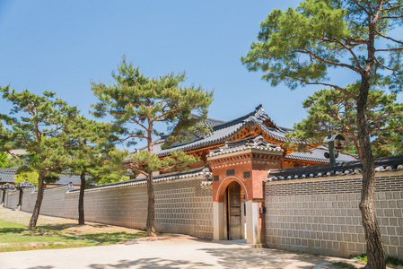 木制韩国风格的建筑