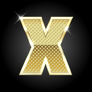矢量金属金色字母 X