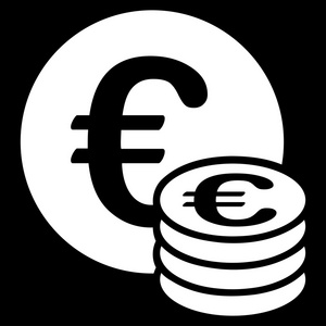 欧元硬币堆栈图标从欧元银行设置双色