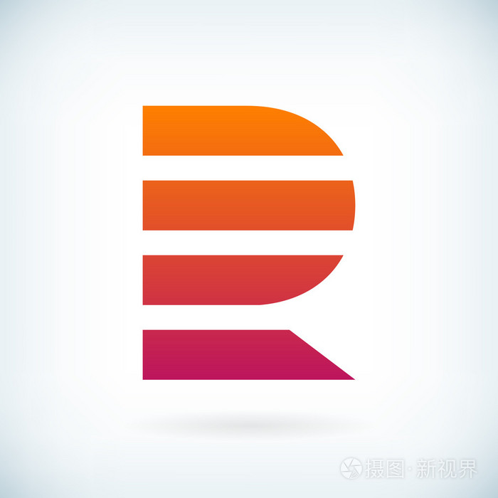 条纹字母 R 图标设计元素的模板