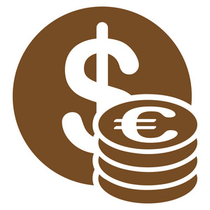 从欧元银行设置双色美元欧元硬币图标