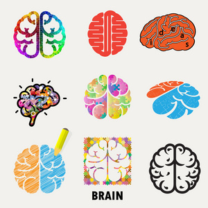 脑 创作和想法图标和元素的集合。创造