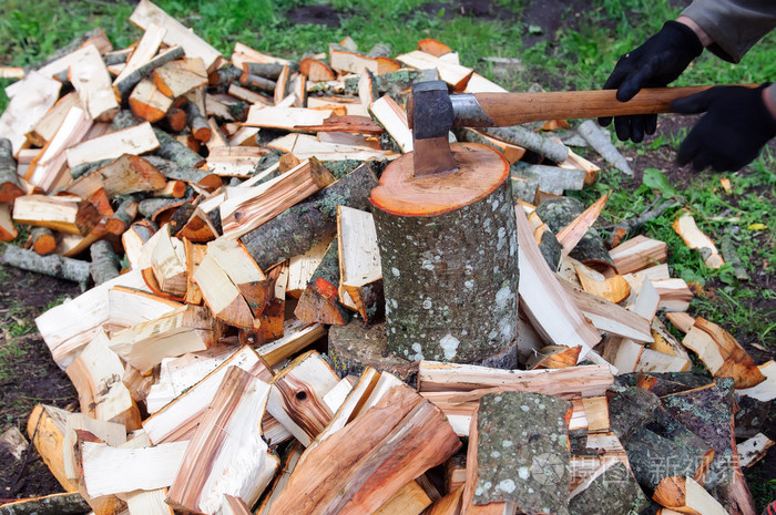 男子砍樵存根上