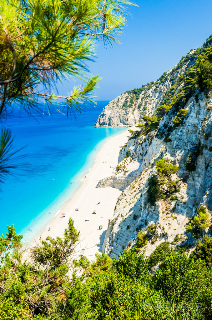 希腊莱夫卡达岛egremni海滩