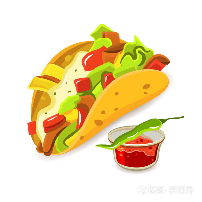 墨西哥食物 taco 概念插画-正版商用图片1jmh0h-摄图新视界