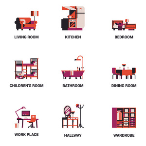 室内设计房间类型图标图片