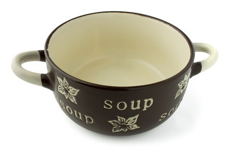 孤立的瓦罐碗汤